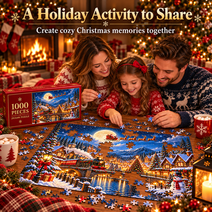🎅 1000-Piece Christmas Village Puzzle – A Cozy Holiday Night to Build Together
