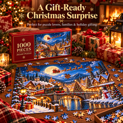 🎅 1000-Piece Christmas Village Puzzle – A Cozy Holiday Night to Build Together
