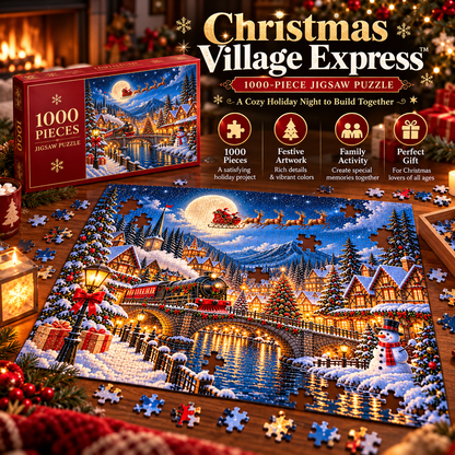 🎅 1000-Piece Christmas Village Puzzle – A Cozy Holiday Night to Build Together