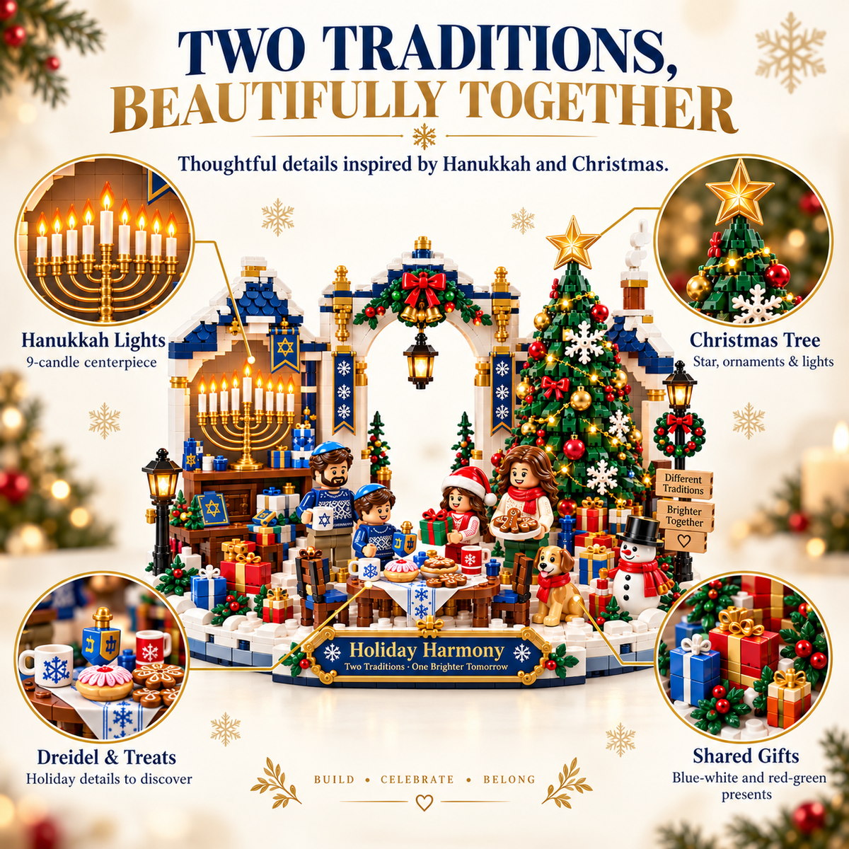 Christmas and Hanukkah details together