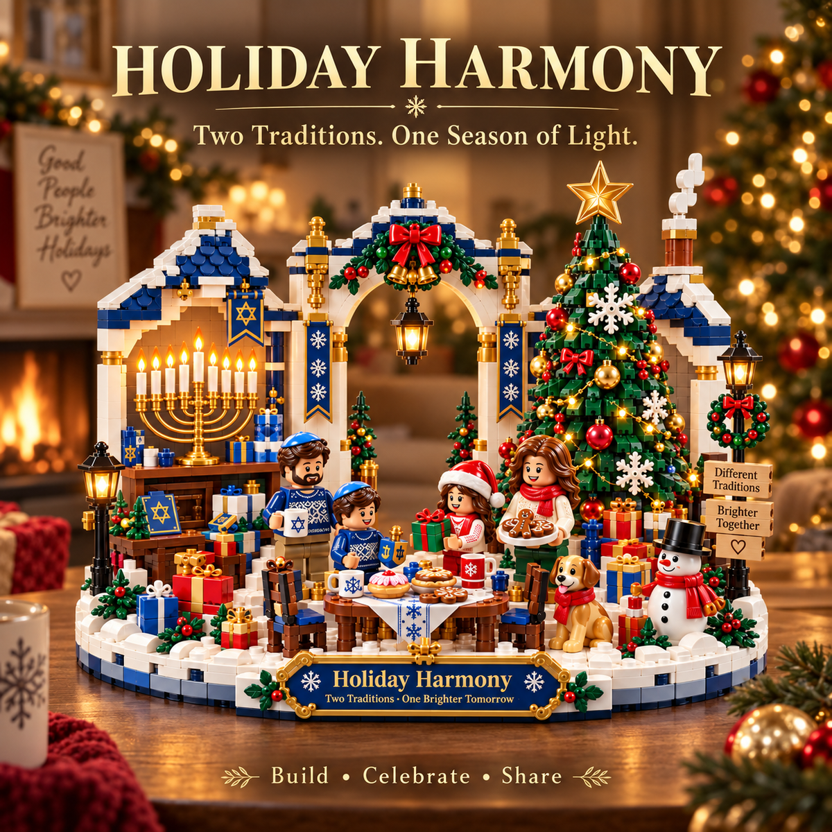 Holiday Harmony Christmas and Hanukkah Building Block Set