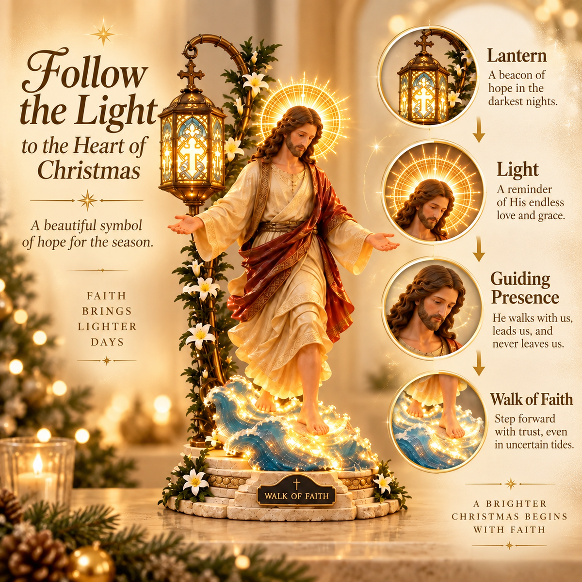 ✨Walk by Faith™ Illuminated Jesus Walking on Water Sculpture