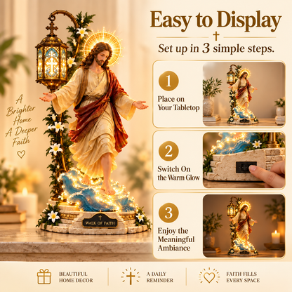 ✨Walk by Faith™ Illuminated Jesus Walking on Water Sculpture