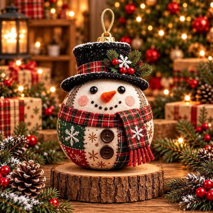 🎄 Cozy Patchwork Christmas Ornament Collection– Handmade Holiday Characters