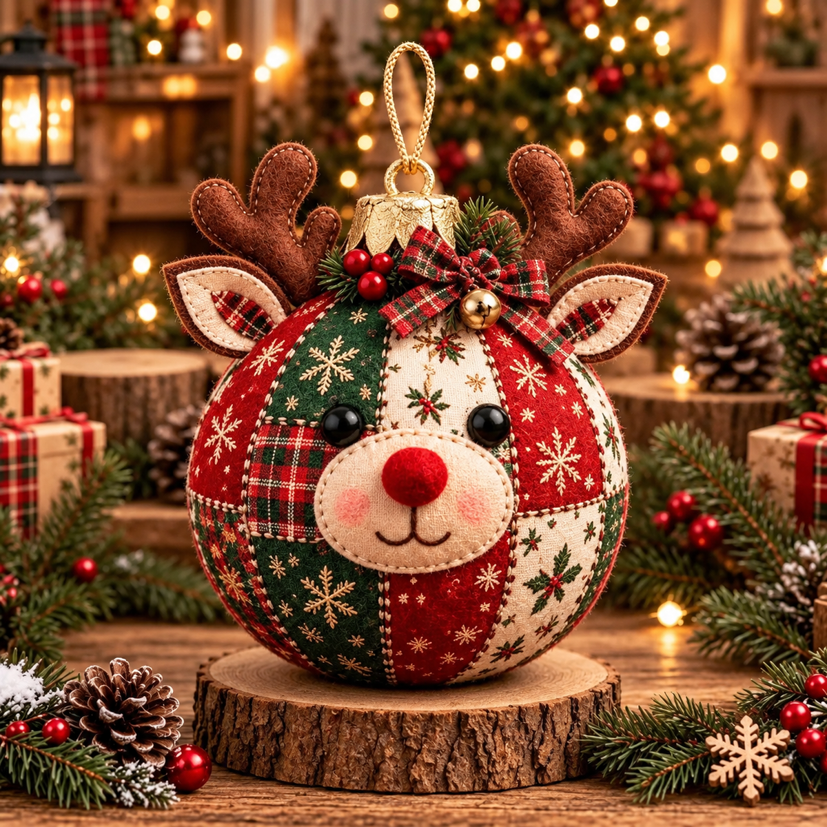 🎄 Cozy Patchwork Christmas Ornament Collection– Handmade Holiday Characters