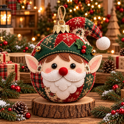 🎄 Cozy Patchwork Christmas Ornament Collection– Handmade Holiday Characters