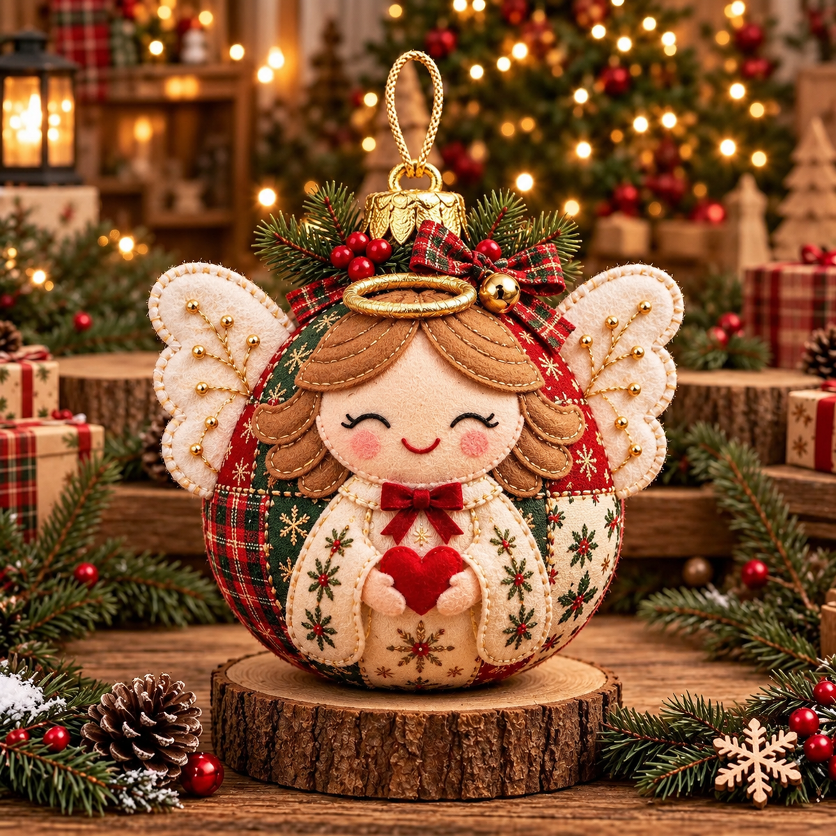 🎄 Cozy Patchwork Christmas Ornament Collection– Handmade Holiday Characters