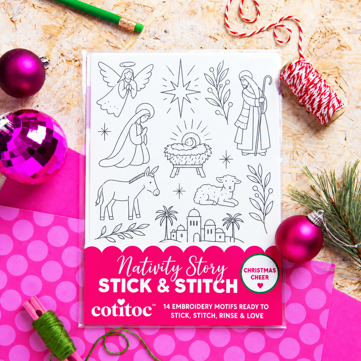 🎄 Christmas Stick & Stitch Embroidery Pattern Pack – 70 Wash-Away Holiday Designs on 5 Sheets ✨
