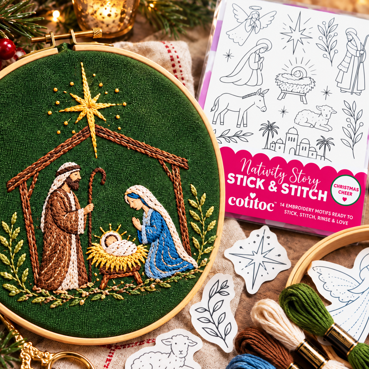 Finished Christmas Nativity embroidery