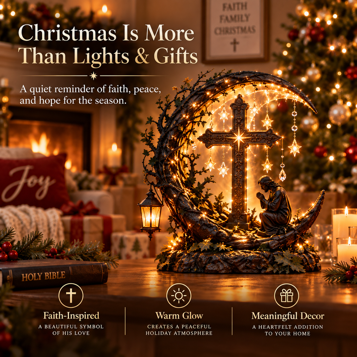 ✝️ Light of Faith™ Illuminated Cross Prayer Tabletop Decor