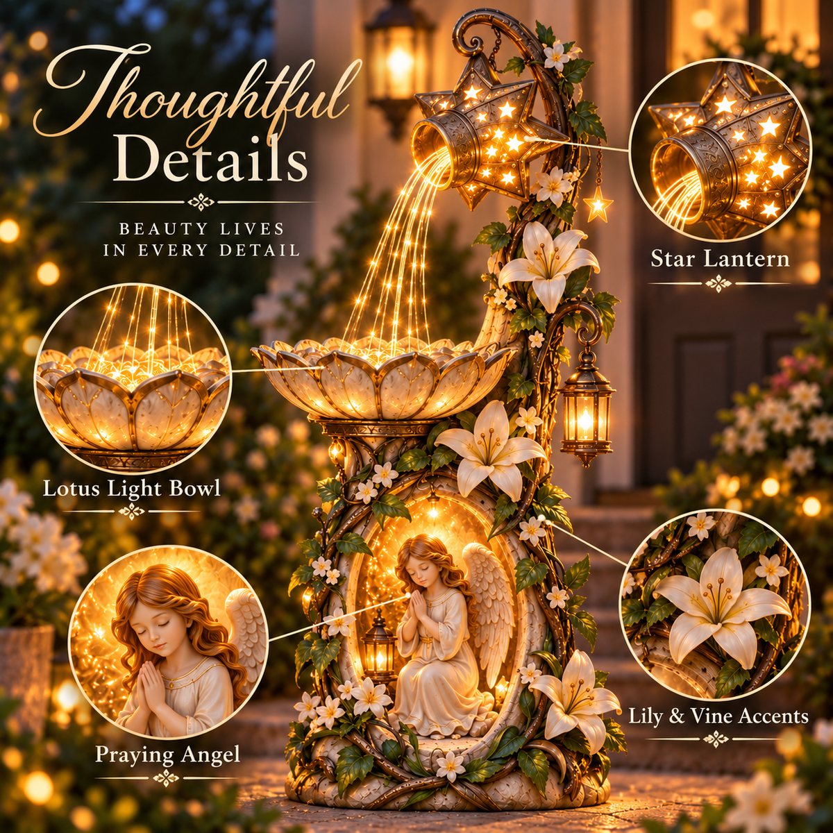 🔥 Last Day 49% OFF👼✨ Angel Starlight Garden Fountain™ – Faith-Inspired Lighted Outdoor Decor