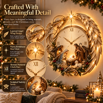🎄⏰ LAST DAY 50% OFF ✨ Bethlehem Angel Nativity Glow Clock