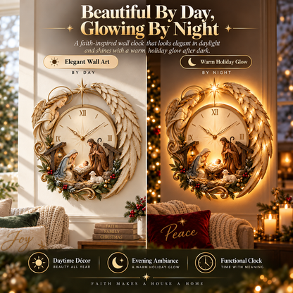 🎄⏰ LAST DAY 50% OFF ✨ Bethlehem Angel Nativity Glow Clock