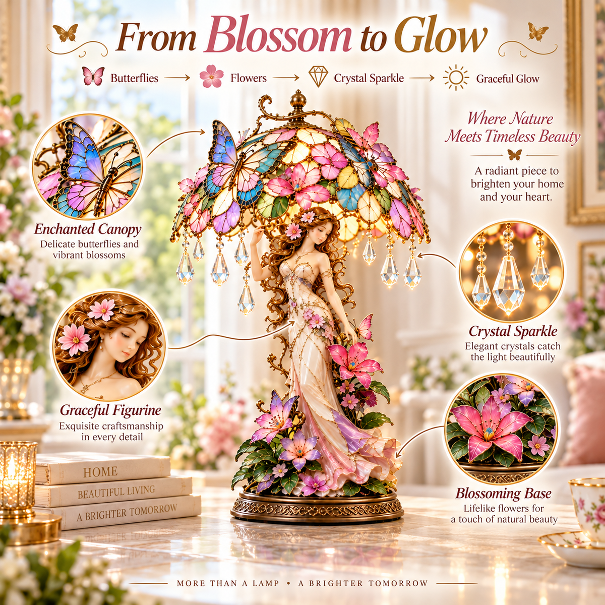 🔥 Last Day 49% OFF🦋 Butterfly Blossom Glow™ – Illuminated Floral Fairy Table Lamp