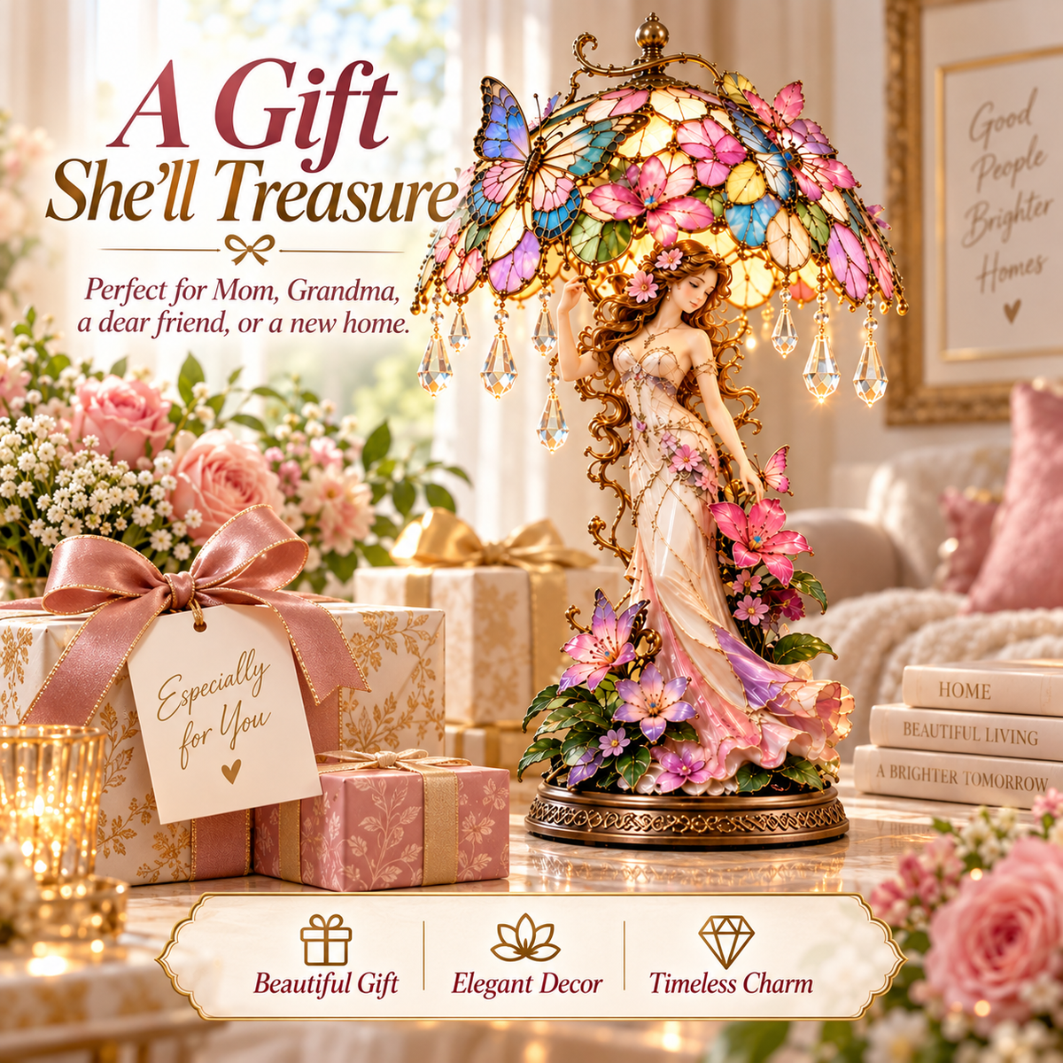 🔥 Last Day 49% OFF🦋 Butterfly Blossom Glow™ – Illuminated Floral Fairy Table Lamp