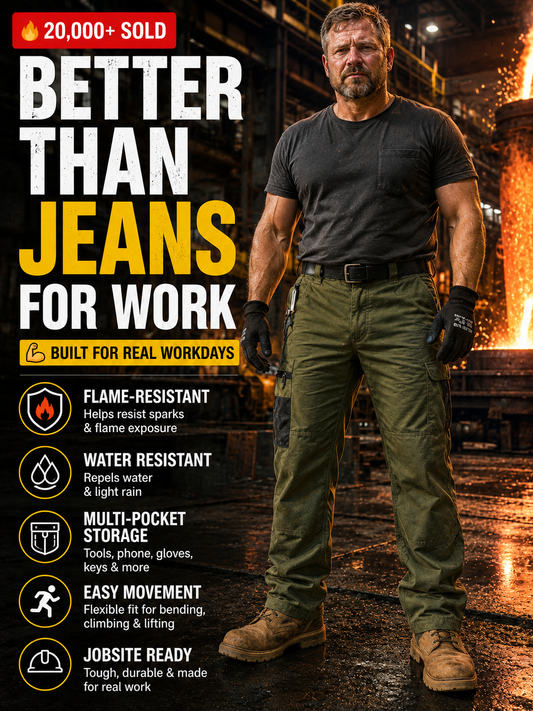 🔥 Plus de 20 000 vendus | Pantalon de travail tactique FR pour homme – Résistant aux flammes, plus robuste qu'un jean 💪