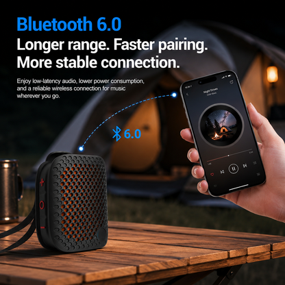 Clip-On IPX7 Waterproof Bluetooth Mini Speaker, TWS Stereo for Outdoor Workout Shower
