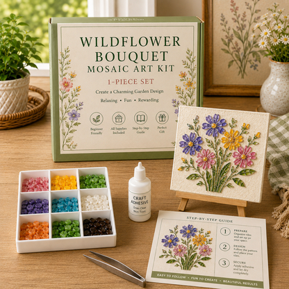 🌊 Kit d'Art Mosaïque en Verre Poli DIY – Créez de Magnifiques Œuvres d'Art Inspirées de l'Océan avec des Morceaux de Verre Colorés, Décoration Cotière et Cadeau Créatif Fait Main