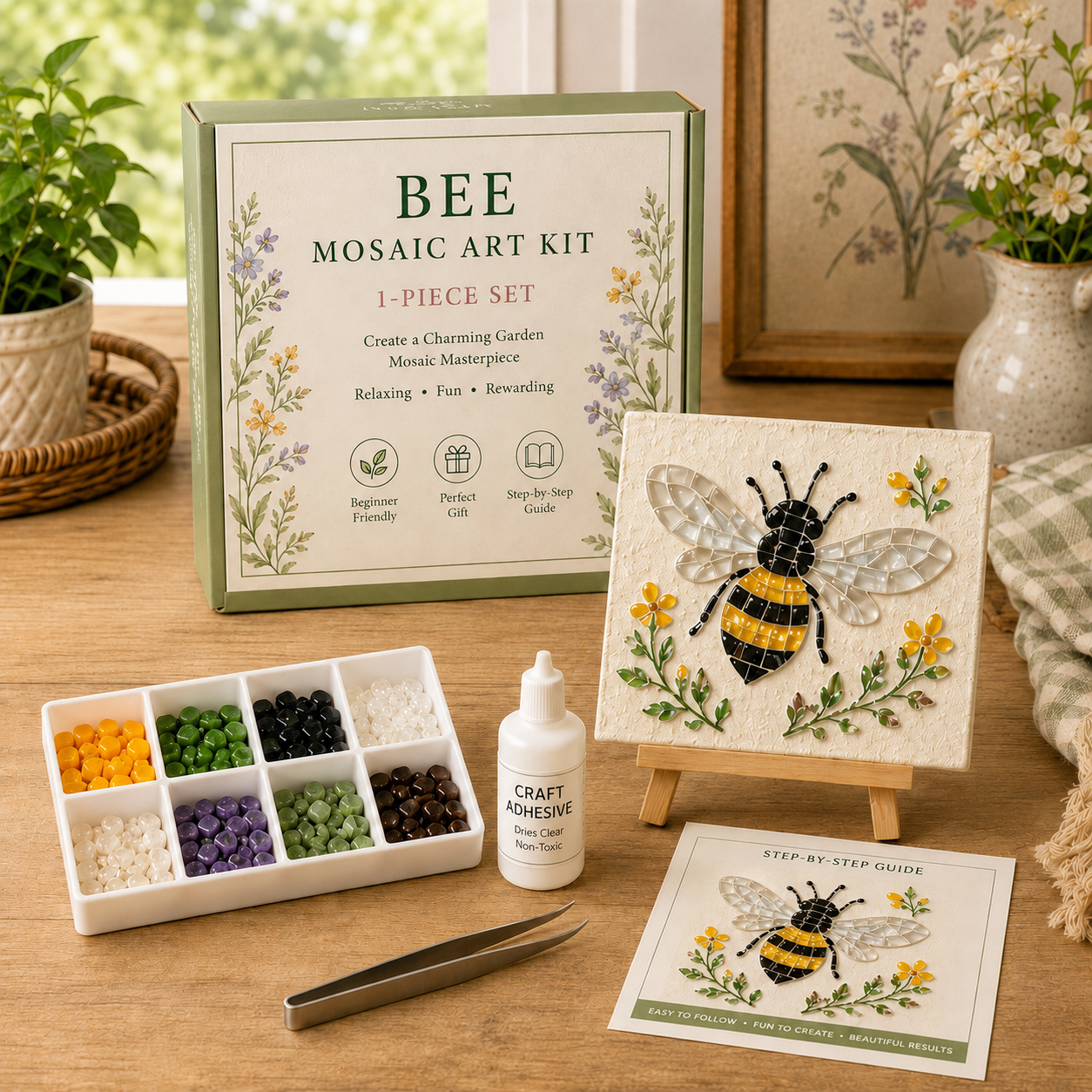 🌊 Kit d'Art Mosaïque en Verre Poli DIY – Créez de Magnifiques Œuvres d'Art Inspirées de l'Océan avec des Morceaux de Verre Colorés, Décoration Cotière et Cadeau Créatif Fait Main