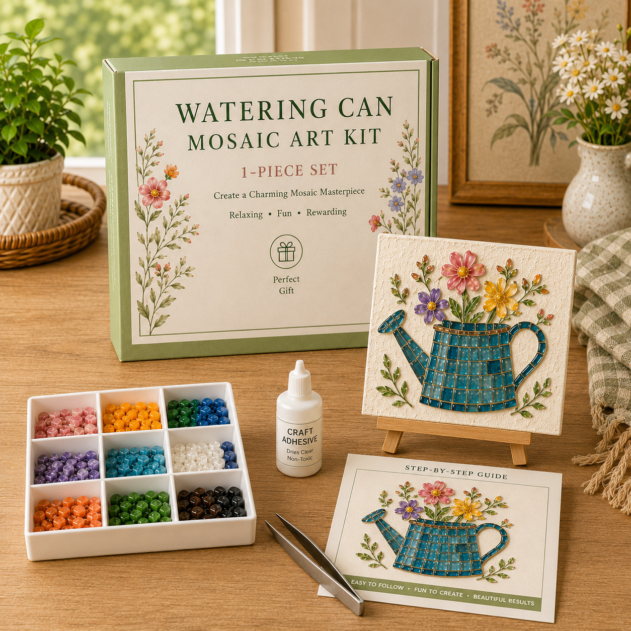 🌊 Kit d'Art Mosaïque en Verre Poli DIY – Créez de Magnifiques Œuvres d'Art Inspirées de l'Océan avec des Morceaux de Verre Colorés, Décoration Cotière et Cadeau Créatif Fait Main