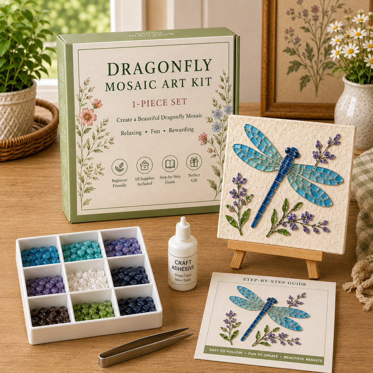 🌊 Kit d'Art Mosaïque en Verre Poli DIY – Créez de Magnifiques Œuvres d'Art Inspirées de l'Océan avec des Morceaux de Verre Colorés, Décoration Cotière et Cadeau Créatif Fait Main