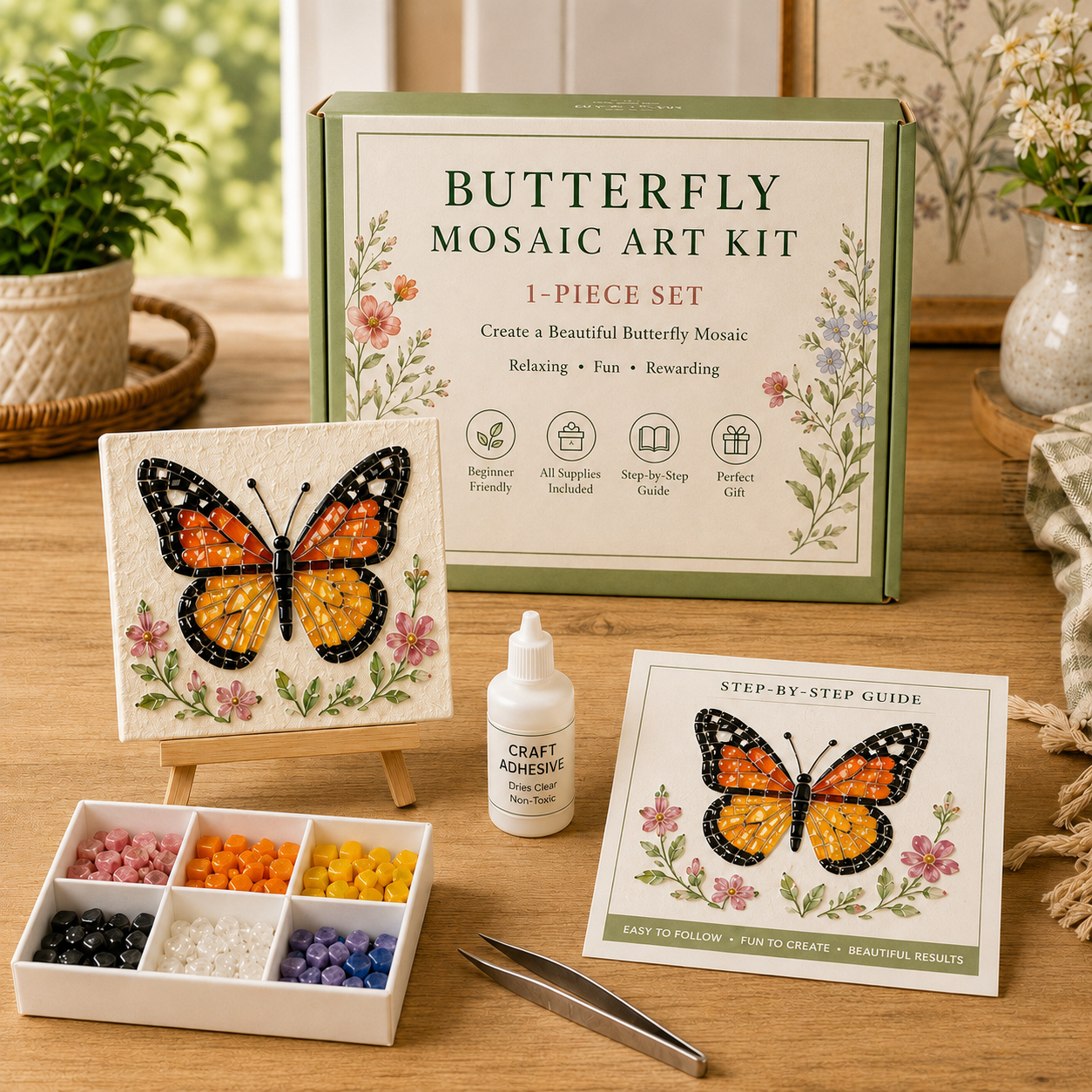 🌊 Kit d'Art Mosaïque en Verre Poli DIY – Créez de Magnifiques Œuvres d'Art Inspirées de l'Océan avec des Morceaux de Verre Colorés, Décoration Cotière et Cadeau Créatif Fait Main