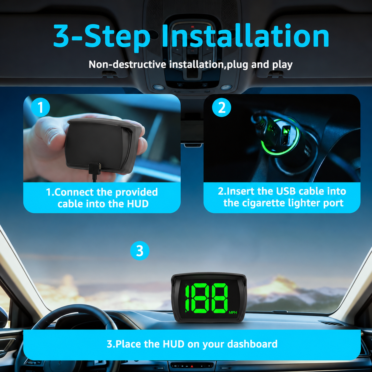 💥VENTE DERNIER JOUR 49% DE RÉDUCTION💥-Compteur de vitesse numérique GPS pour voiture MPH, connexion USB Plug and Play pour voiture, camion, moteur, SUV, tous véhicules