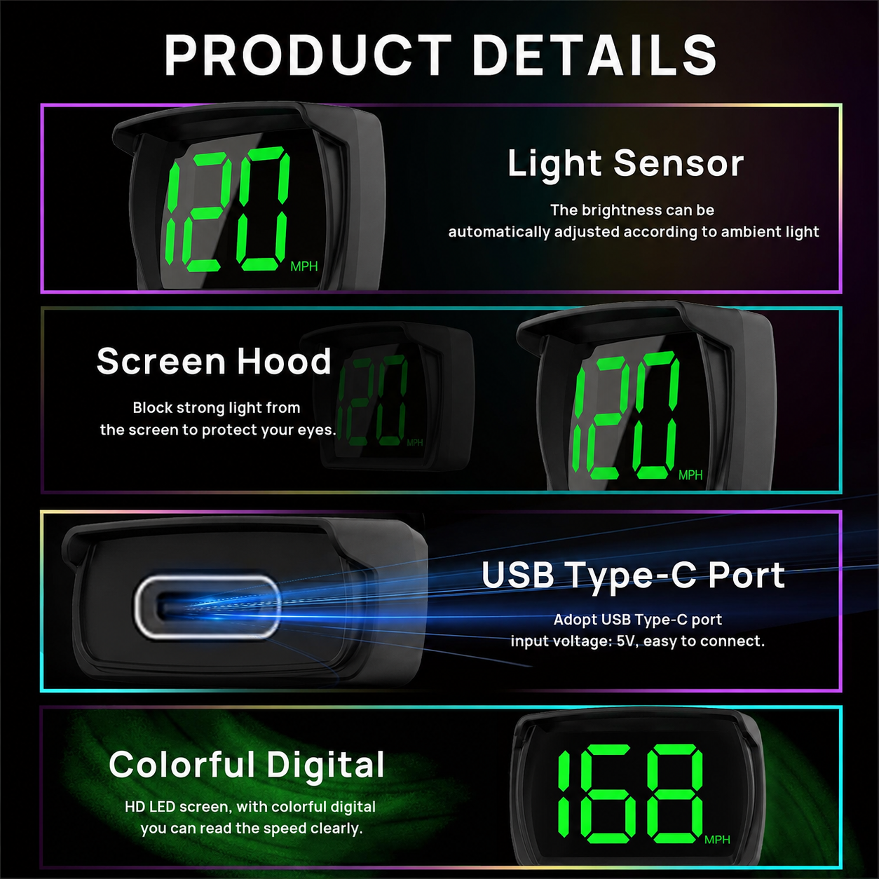 💥VENTE DERNIER JOUR 49% DE RÉDUCTION💥-Compteur de vitesse numérique GPS pour voiture MPH, connexion USB Plug and Play pour voiture, camion, moteur, SUV, tous véhicules
