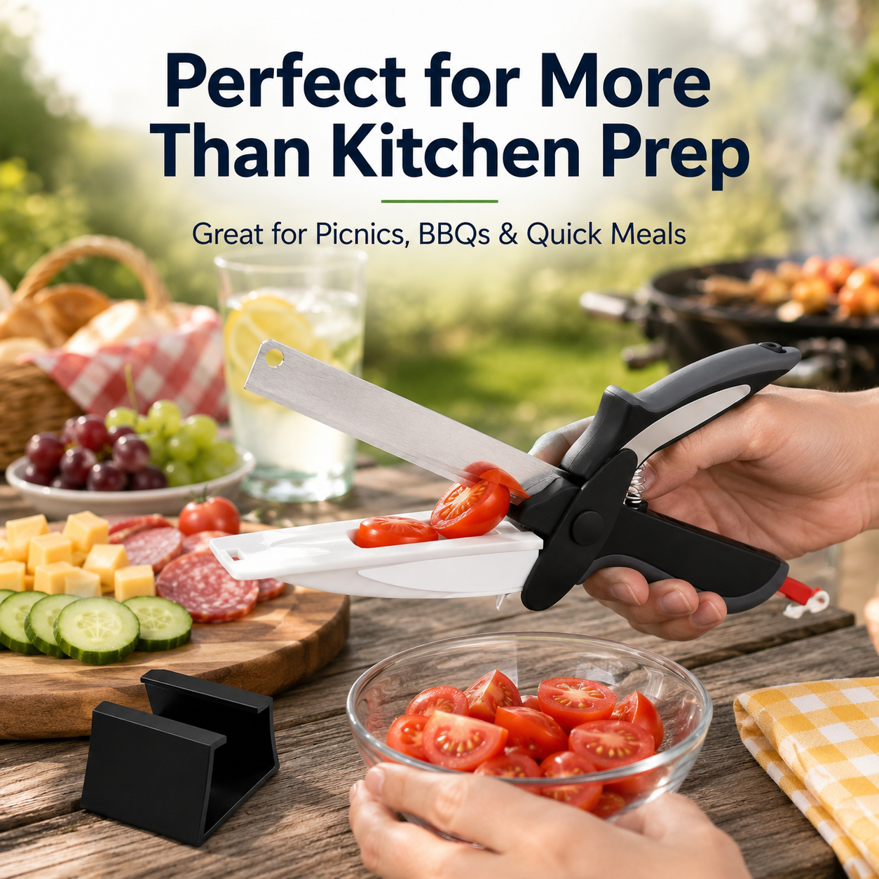 2 in 1 Stainless Steel Kitchen Food Scissors with Holder
