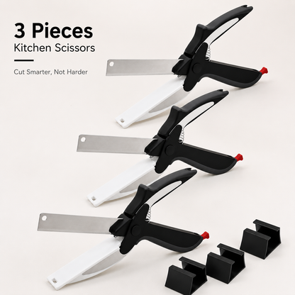2 in 1 Stainless Steel Kitchen Food Scissors with Holder