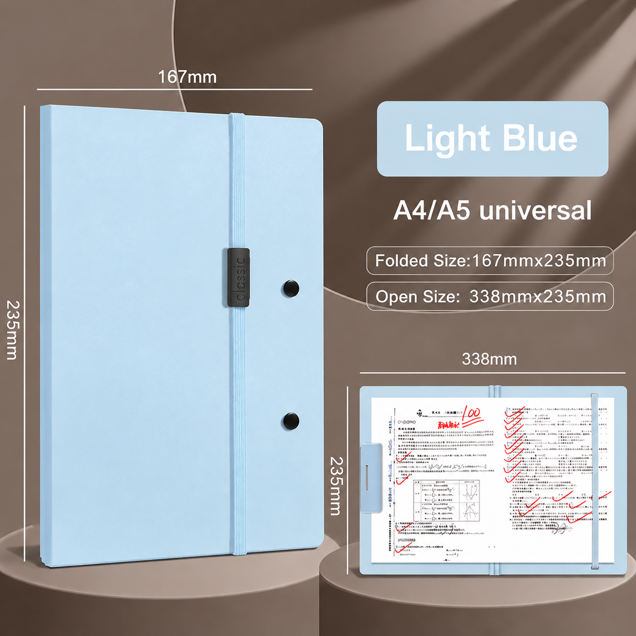 A4/A5 Foldable Clipboard Portfolio – Portable Writing Board with Strong Clip & Elastic Strap