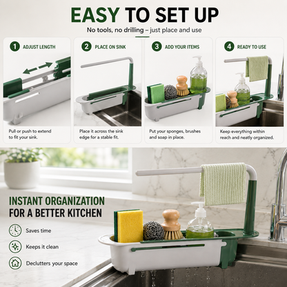 🔥LAST DAY 50% OFF - ✨ Adjustable Telescopic Sink Organizer – Drain, Dry & Declutter