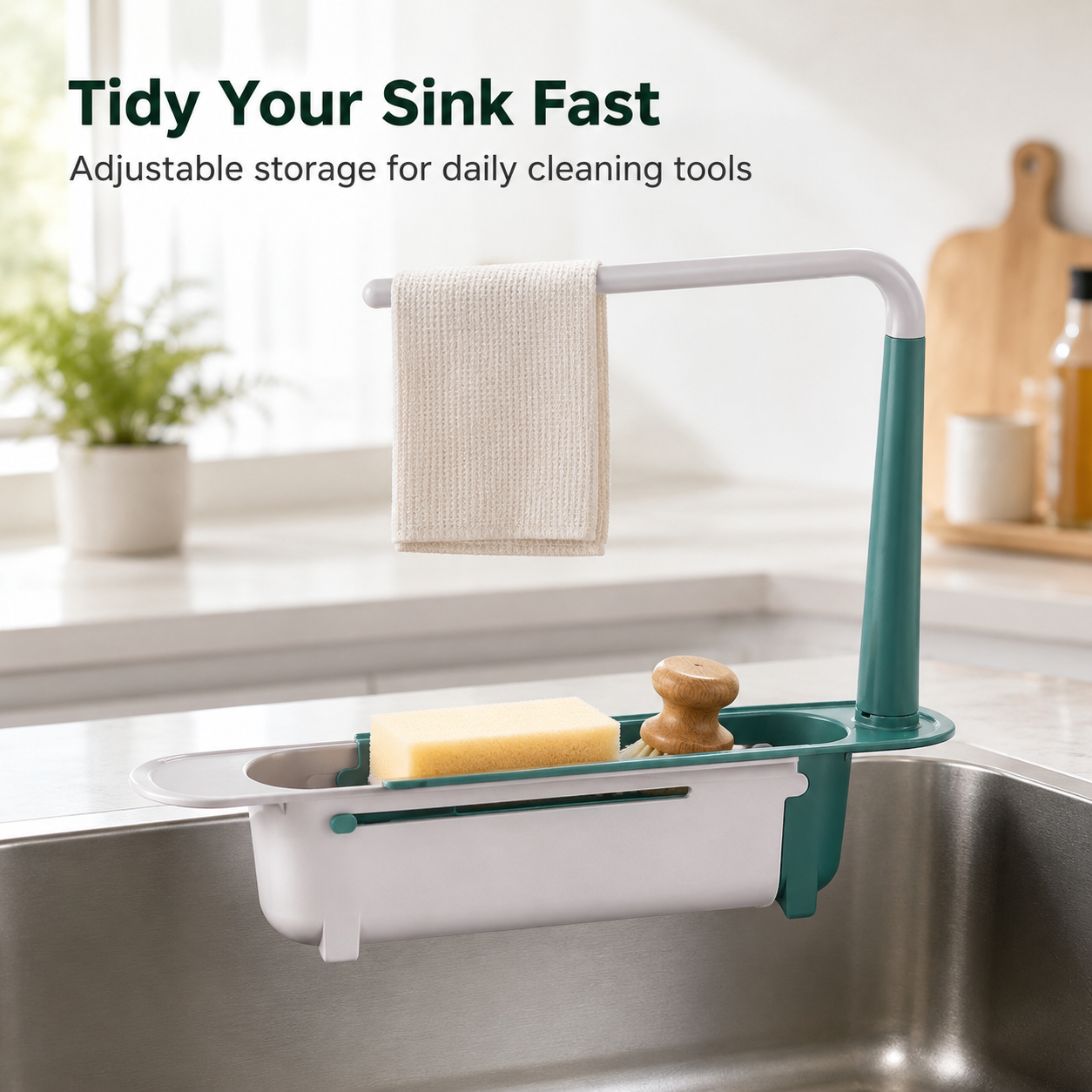 🔥LAST DAY 50% OFF - ✨ Adjustable Telescopic Sink Organizer – Drain, Dry & Declutter