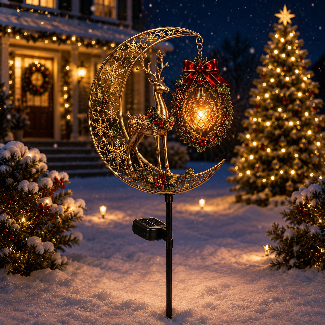 🔥LAST DAY 50% OFF  -Solar Christmas Crescent Garden Light 🎄✨