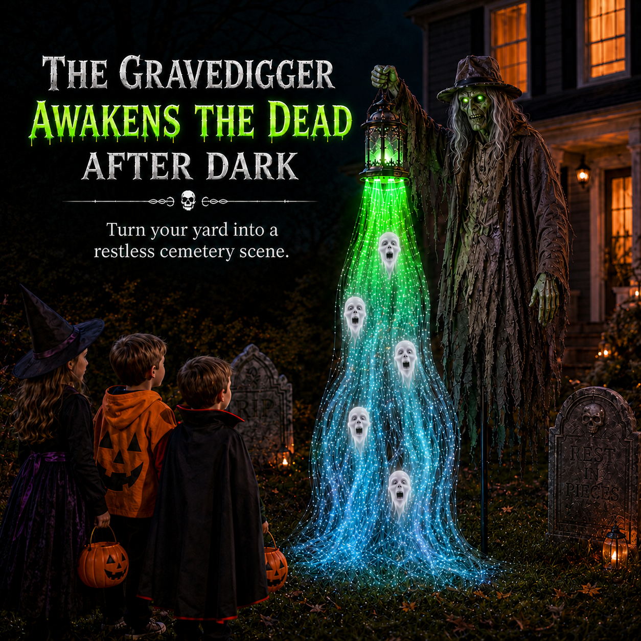 🎃 Halloween Flash Sale – 49% OFF Today Only | Animated Glowing Soul Harvester Yard Decor