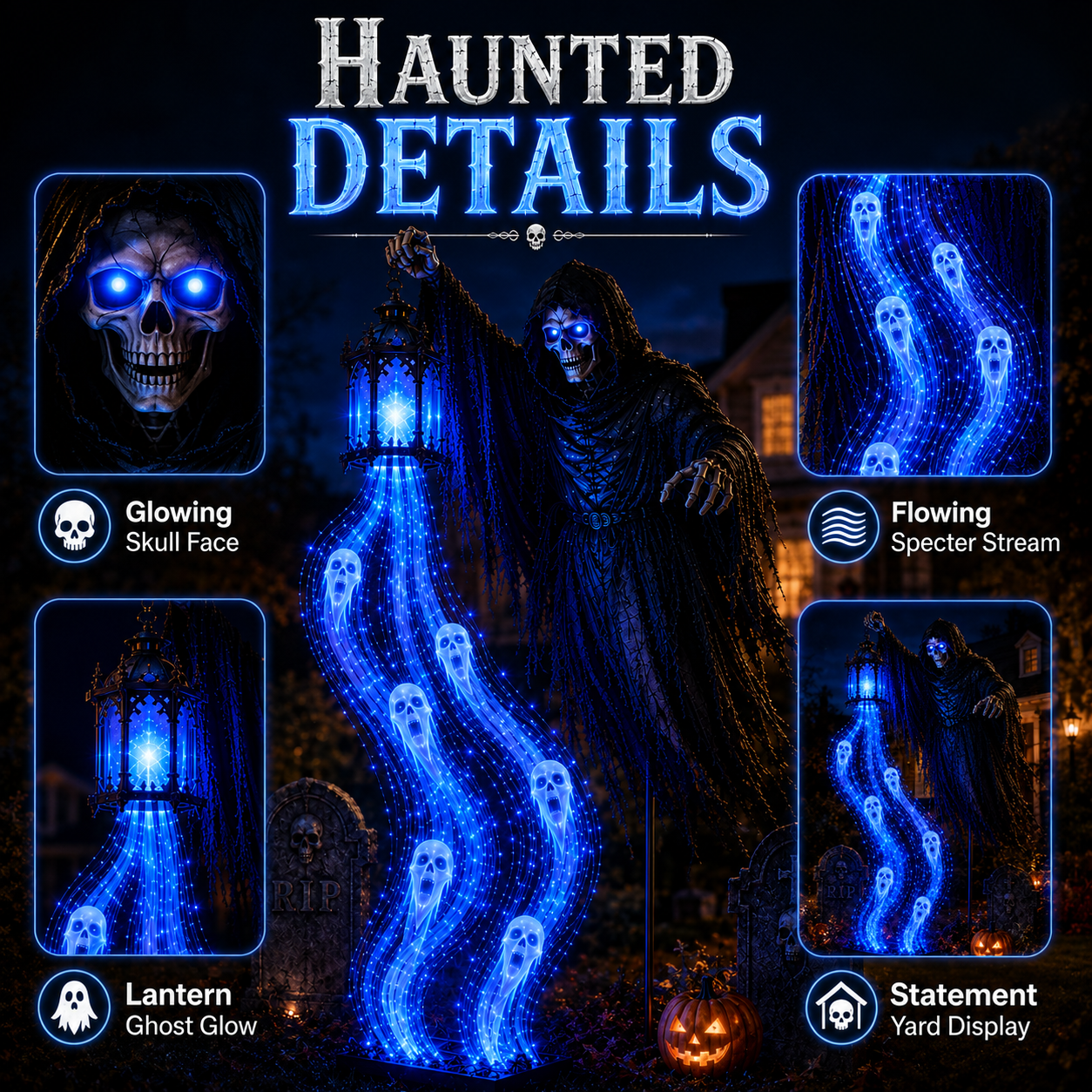 👻Today 49% OFF👻 Grim Reaper Ghost Cascade Halloween Yard Light