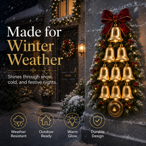 🔔 Christmas Bell Cascade Doorbell™ – Light-Up Holiday Chime Door Decor 🎄