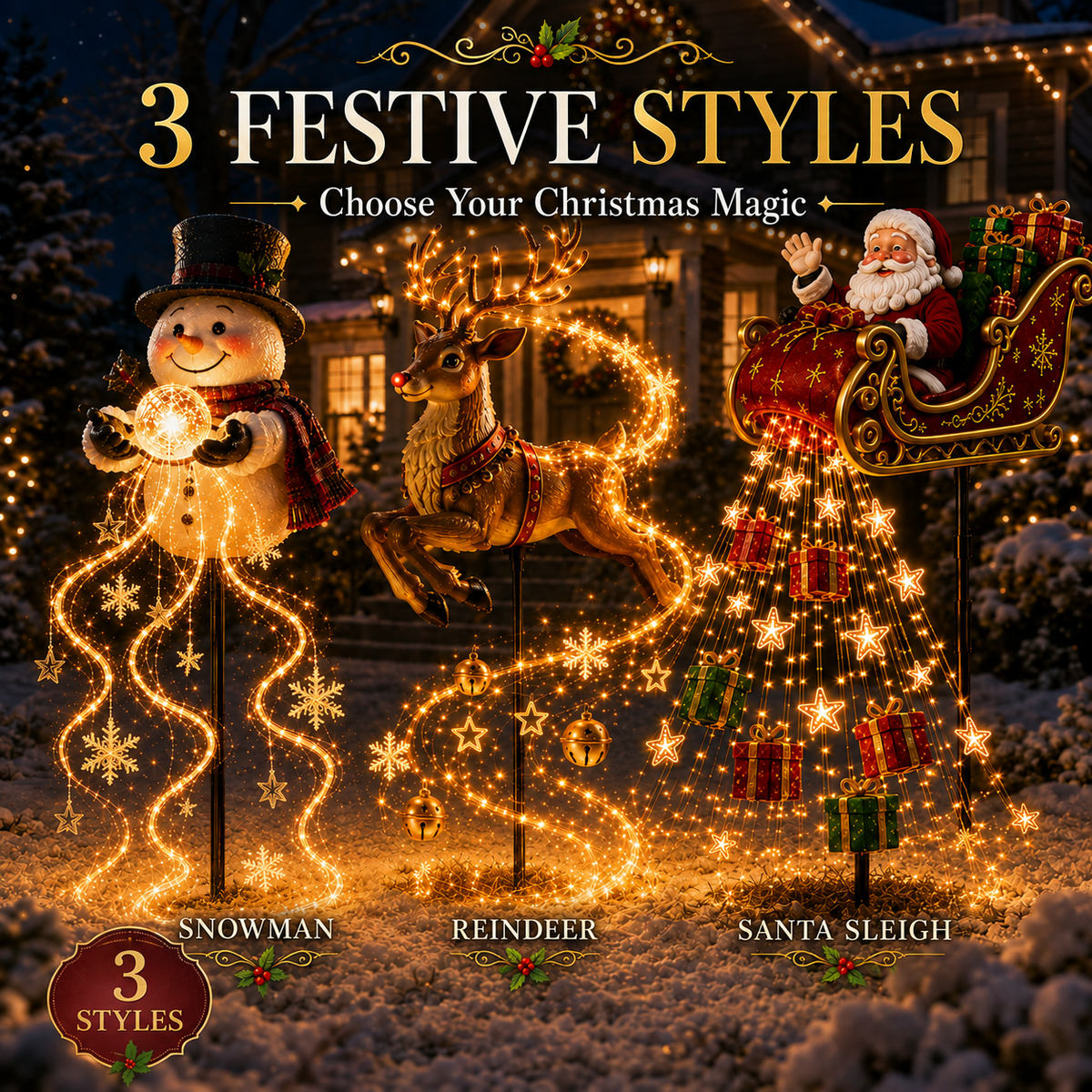 🎄🎅✨ 2026 New Santa’s Flying Sleigh Gift Cascade – Solar Christmas Garden Light