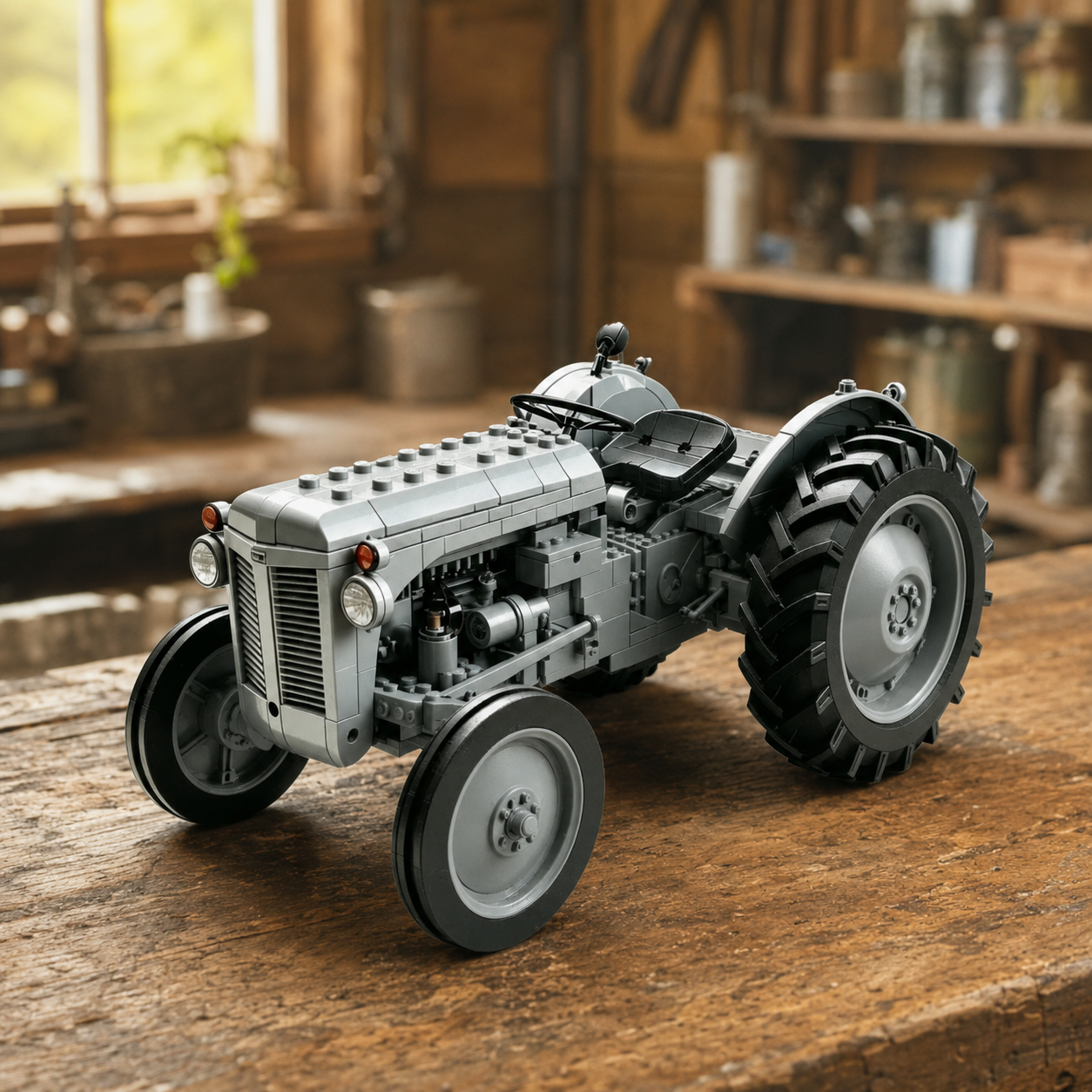 Classic Farm Tractor Building Block Set – 1948 Grey Field Edition