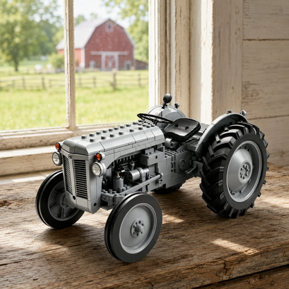 Classic Farm Tractor Building Block Set – 1948 Grey Field Edition