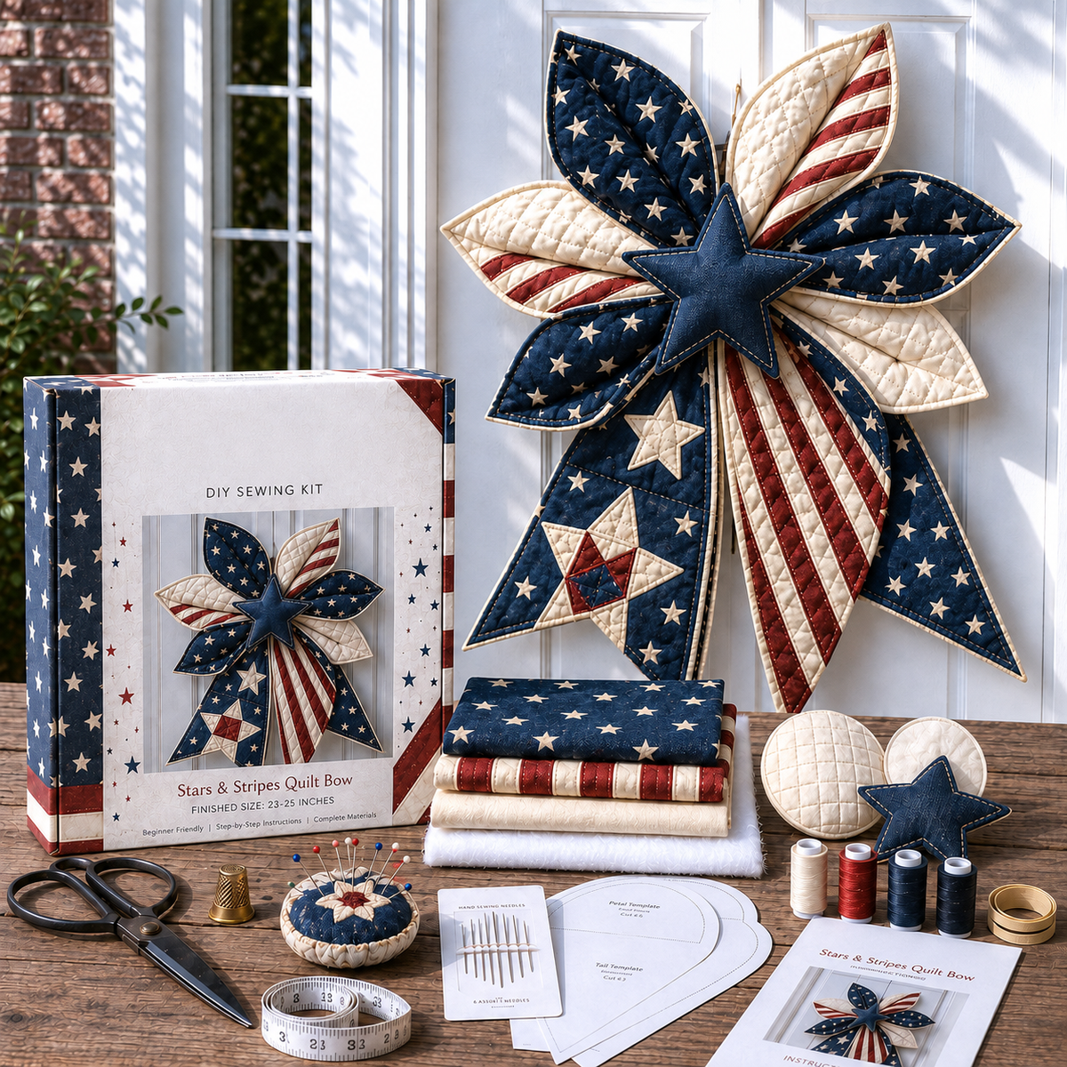 🔥Last Day 50% OFF- Large Patchwork Bow Sewing Kit | Complete Kit with All Tools & Step-by-Step Guide Included 💕