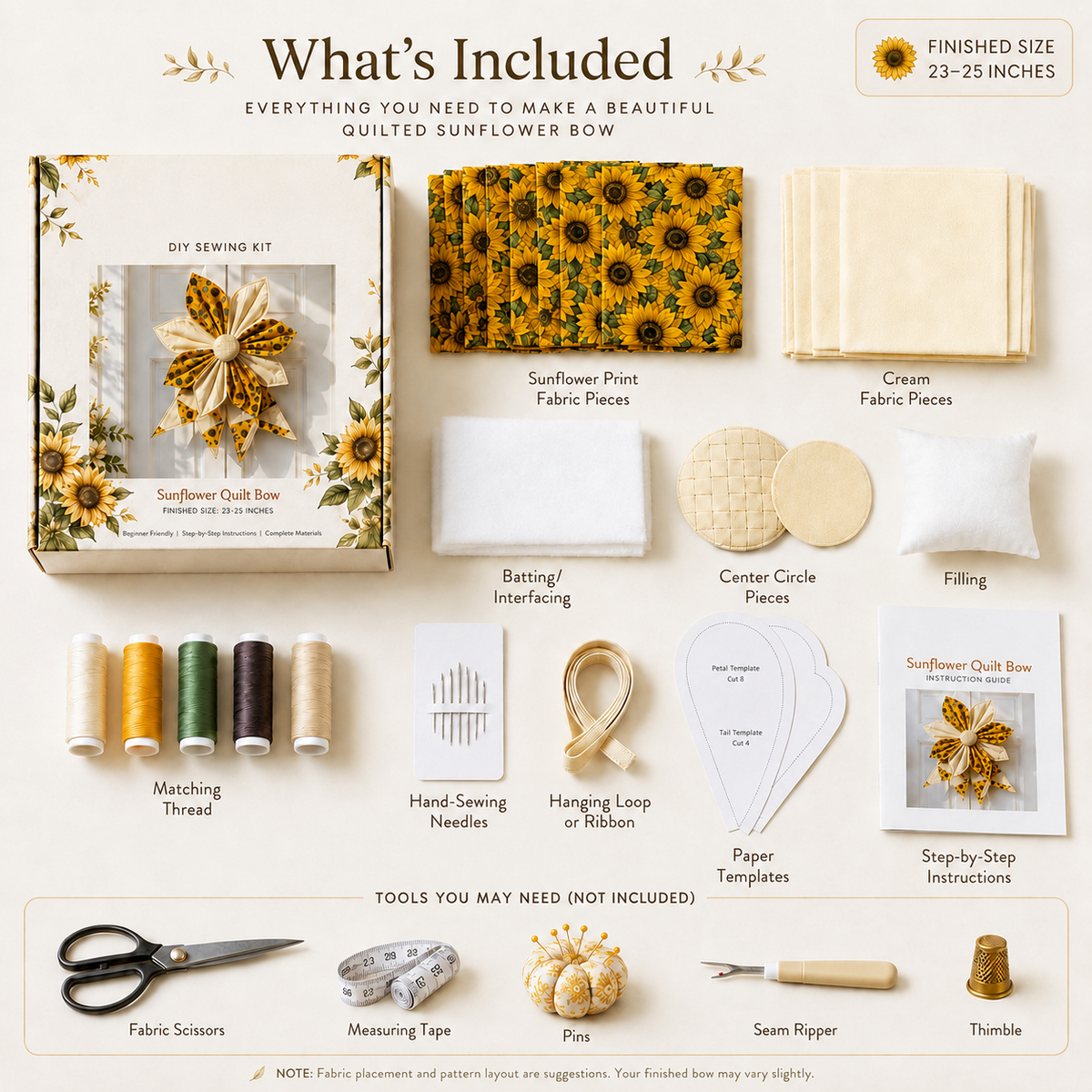 🔥Last Day 50% OFF- Large Patchwork Bow Sewing Kit | Complete Kit with All Tools & Step-by-Step Guide Included 💕