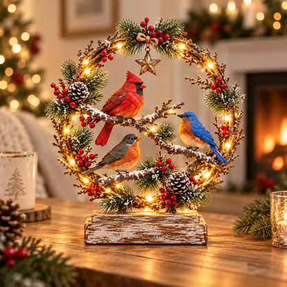 🐦Christmas Bird Family™ – Lighted Holiday Tabletop Keepsake
