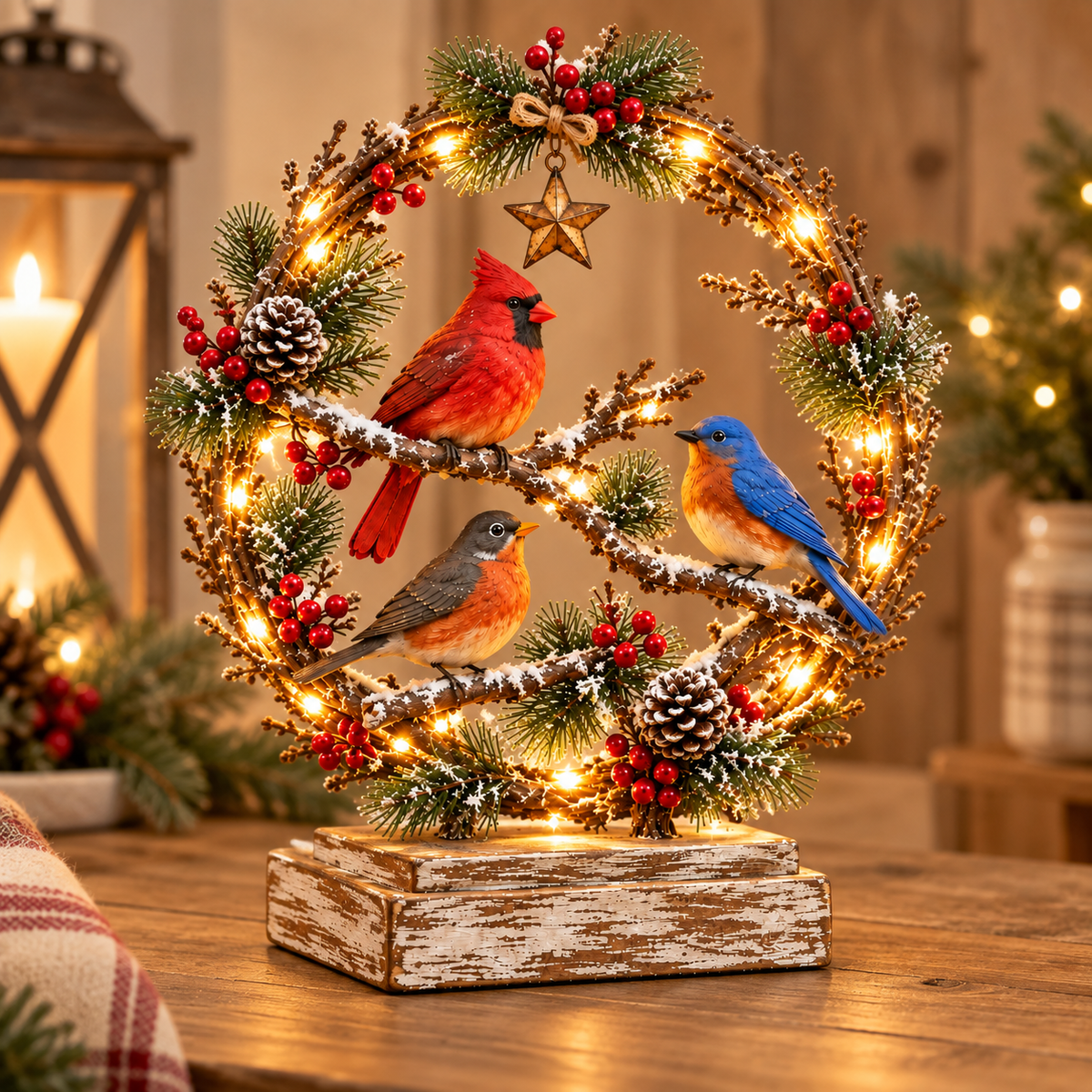 🐦Christmas Bird Family™ – Lighted Holiday Tabletop Keepsake
