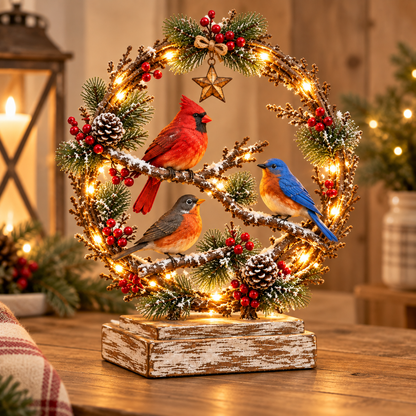 🐦Christmas Bird Family™ – Lighted Holiday Tabletop Keepsake