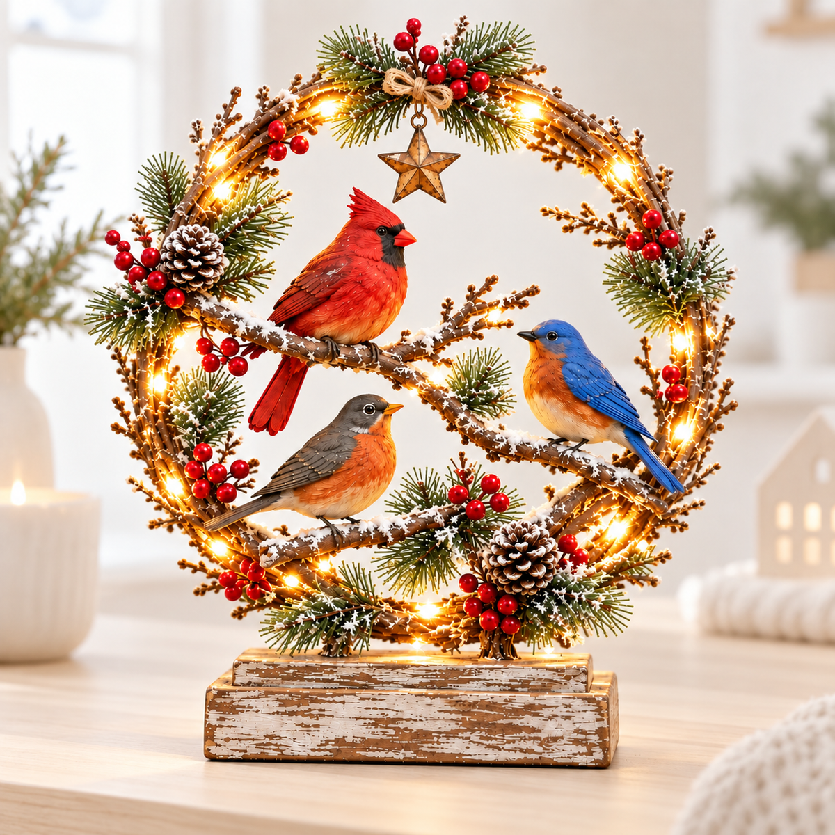 🐦Christmas Bird Family™ – Lighted Holiday Tabletop Keepsake