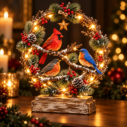 🐦Christmas Bird Family™ – Lighted Holiday Tabletop Keepsake