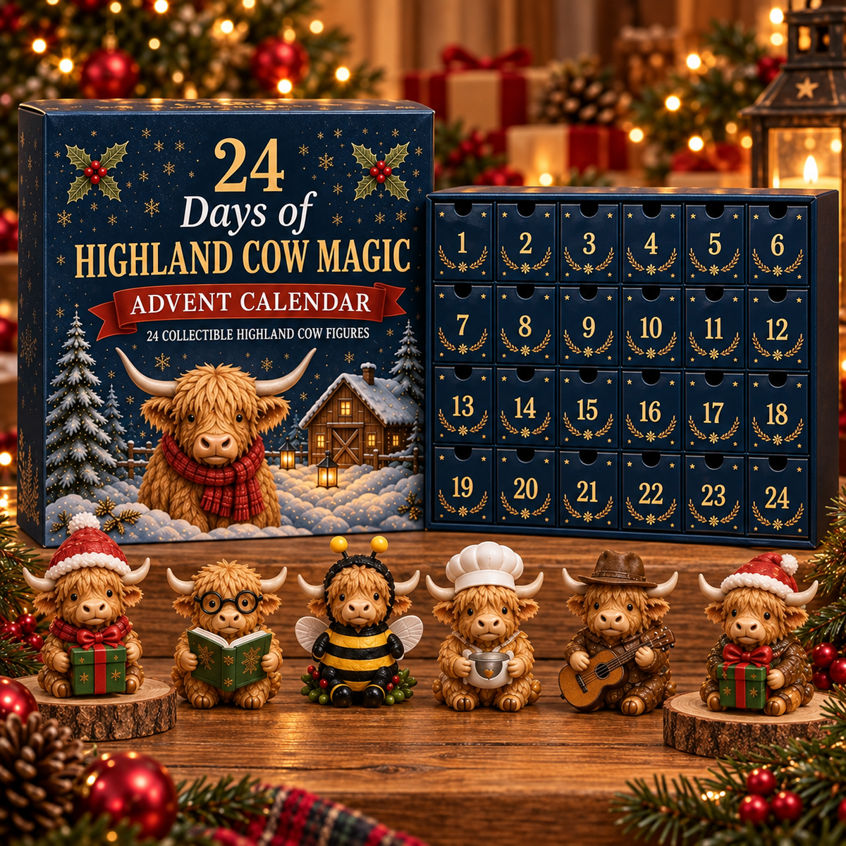 🐮 24 Days of Highland Cow Magic Advent Calendar – 24 Collectible Christmas Cow Surprises