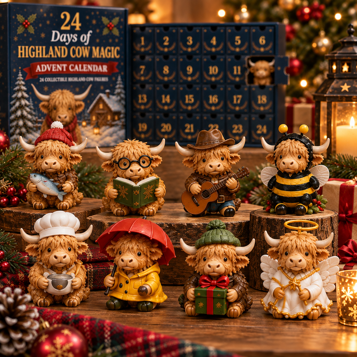 🐮 24 Days of Highland Cow Magic Advent Calendar – 24 Collectible Christmas Cow Surprises