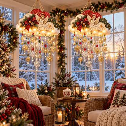 🪽✨ Angelic Christmas Snowfall Cloud – Lighted Hanging Holiday Decor☁️